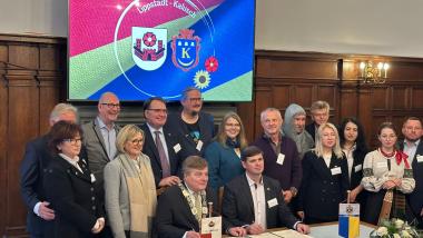 Bürgermeister Arne Moritz empfängt ukrainische Delegation im Rathaus